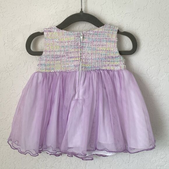Bonnie Baby Dress Newborn Girl 3/6 Months Pastel Purple Tulle Easter Flower Girl - Picture 2 of 4
